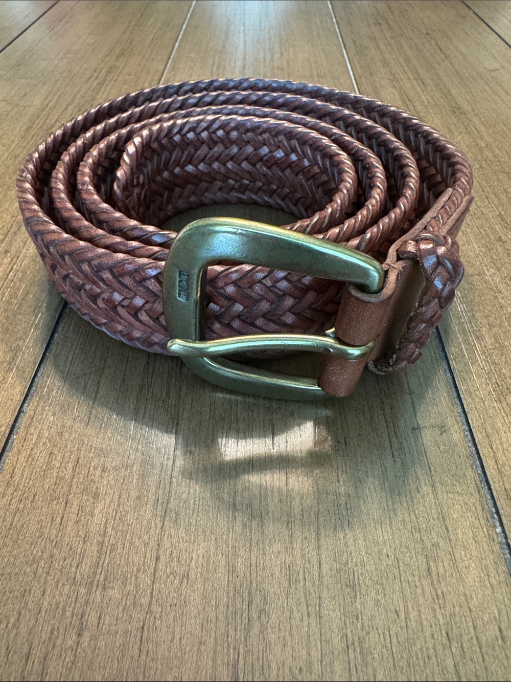 Ralph Lauren Braided Brown Leather Men’s Belt with Solid Brass Buckle